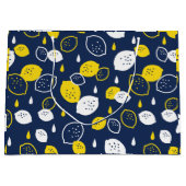 Navy Blue Lemon Art - Erfrischendes Citrus Design Große Geschenktüte