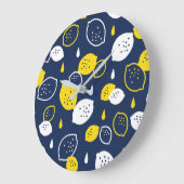Navy Blue Lemon Art - Erfrischendes Citrus Design Große Wanduhr (Winkel)