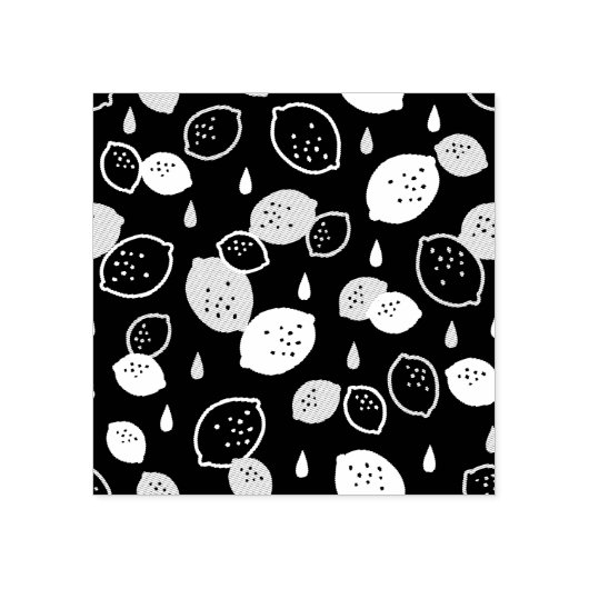 Navy Blue Lemon Art - Erfrischendes Citrus Design Gummistempel (Prägung)