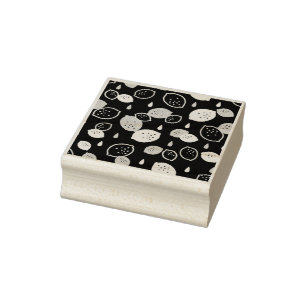 Navy Blue Lemon Art - Erfrischendes Citrus Design Gummistempel