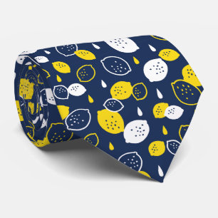 Navy Blue Lemon Art - Erfrischendes Citrus Design Krawatte