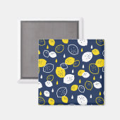 Navy Blue Lemon Art - Erfrischendes Citrus Design Magnet (Vorderseite/Rückseite)