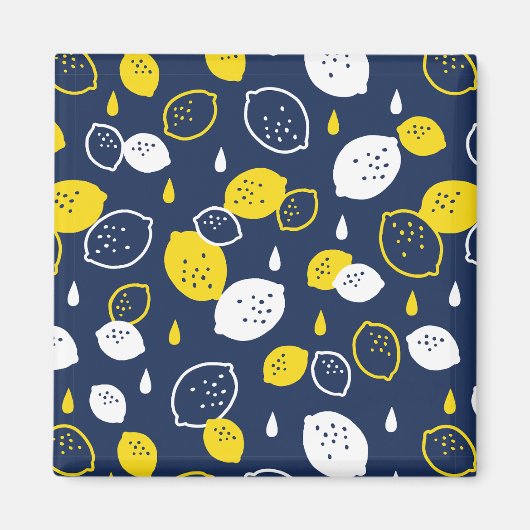 Navy Blue Lemon Art - Erfrischendes Citrus Design Magnet (Vorne)