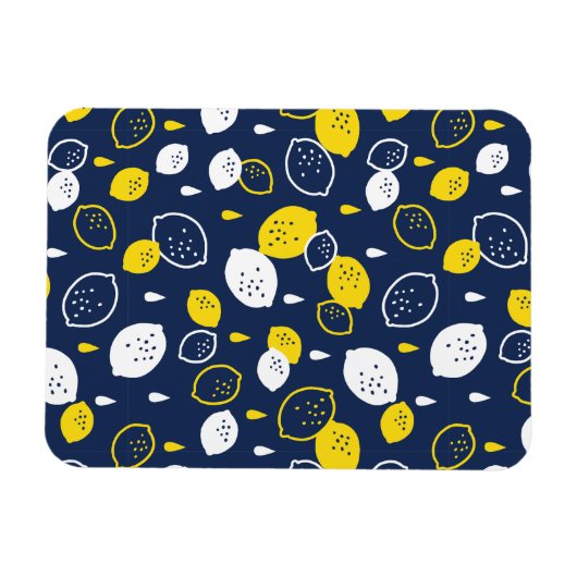 Navy Blue Lemon Art - Erfrischendes Citrus Design Magnet (Horizontal)