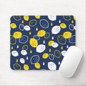 Navy Blue Lemon Art - Erfrischendes Citrus Design Mousepad (Mit Mouse)