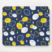 Navy Blue Lemon Art - Erfrischendes Citrus Design Mousepad (Vorne)