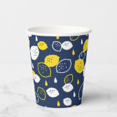 Navy Blue Lemon Art - Erfrischendes Citrus Design Pappbecher (Rückseite)
