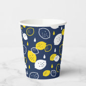Navy Blue Lemon Art - Erfrischendes Citrus Design Pappbecher (Links)