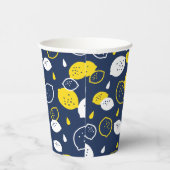 Navy Blue Lemon Art - Erfrischendes Citrus Design Pappbecher (Rechts)