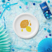 Navy Blue Lemon Art - Erfrischendes Citrus Design Pappteller (Party)