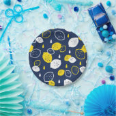 Navy Blue Lemon Art - Erfrischendes Citrus Design Pappteller (Party)
