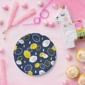 Navy Blue Lemon Art - Erfrischendes Citrus Design Pappteller (Party)