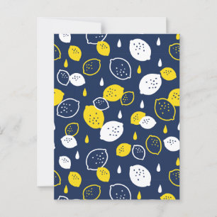 Navy Blue Lemon Art - Erfrischendes Citrus Design Postkarte