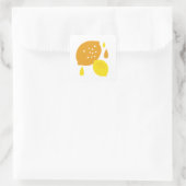 Navy Blue Lemon Art - Erfrischendes Citrus Design Quadratischer Aufkleber (Tasche)
