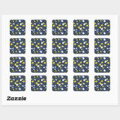Navy Blue Lemon Art - Erfrischendes Citrus Design Quadratischer Aufkleber (Blatt)