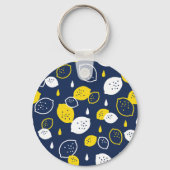 Navy Blue Lemon Art - Erfrischendes Citrus Design Schlüsselanhänger (Vorderseite)