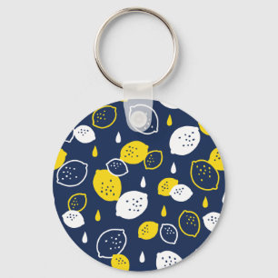 Navy Blue Lemon Art - Erfrischendes Citrus Design Schlüsselanhänger