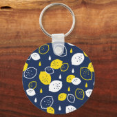 Navy Blue Lemon Art - Erfrischendes Citrus Design Schlüsselanhänger (Vorderseite)