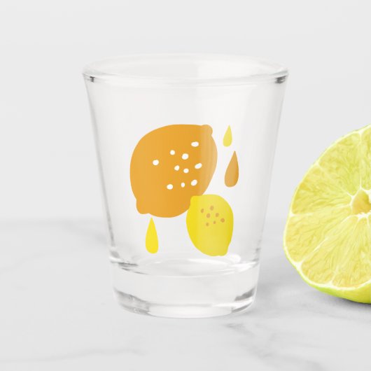 Navy Blue Lemon Art - Erfrischendes Citrus Design Schnapsglas (Vorderseite)