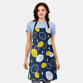 Navy Blue Lemon Art - Erfrischendes Citrus Design Schürze (Getragen)