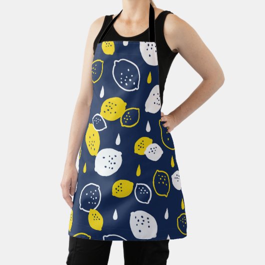Navy Blue Lemon Art - Erfrischendes Citrus Design Schürze (InSitu)