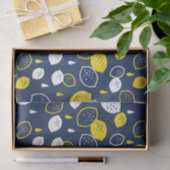 Navy Blue Lemon Art - Erfrischendes Citrus Design Seidenpapier (Geschenk)
