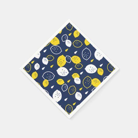 Navy Blue Lemon Art - Erfrischendes Citrus Design Serviette (Ecke)