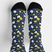 Navy Blue Lemon Art - Erfrischendes Citrus Design Socken (Oben)
