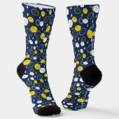 Navy Blue Lemon Art - Erfrischendes Citrus Design Socken (Gewinkelt)