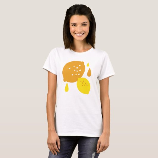 Navy Blue Lemon Art - Erfrischendes Citrus Design T-Shirt (Vorne ganz)
