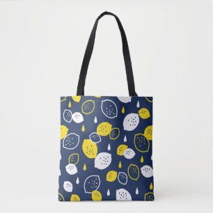 Navy Blue Lemon Art - Erfrischendes Citrus Design Tasche