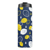 Navy Blue Lemon Art - Erfrischendes Citrus Design Thermosbecher (Vorderseite)