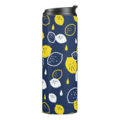 Navy Blue Lemon Art - Erfrischendes Citrus Design Thermosbecher (Nach links gedreht)