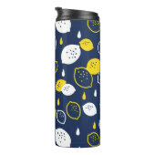 Navy Blue Lemon Art - Erfrischendes Citrus Design Thermosbecher (Nach rechts gedreht)
