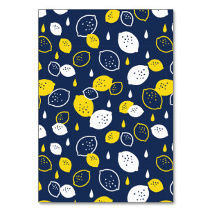Navy Blue Lemon Art - Erfrischendes Citrus Design Tischnummer