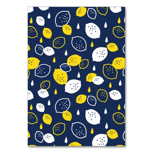 Navy Blue Lemon Art - Erfrischendes Citrus Design Tischnummer (Vorderseite)