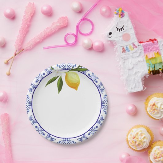 Navy Blue & Lemon Pappteller (Party)