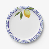 Navy Blue & Lemon Pappteller (Vorderseite)