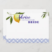 Navy Blue & Lemons Advice für die zukünftige Braut Hinweiskarte (Vorne/Hinten)