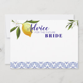 Navy Blue & Lemons Advice für die zukünftige Braut Hinweiskarte