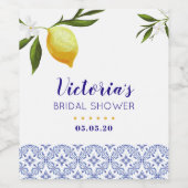 Navy Blue & Lemons Brautparty favorisieren Weinetikett (Einzelnes Label)
