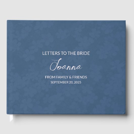 Navy Blue Letters to Bride Keepake Notebook Gästebuch (Vorderseite)