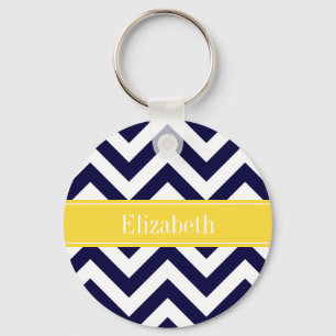 Navy Blue Lg Chevron Pineapple Name Monogram Schlüsselanhänger