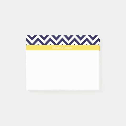Navy Blue Lg Zickzack Ananas Name Monogram Post-it Klebezettel (Vorderseite)
