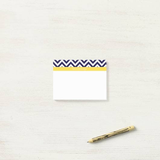 Navy Blue Lg Zickzack Ananas Name Monogram Post-it Klebezettel (Auf Schreibtisch)