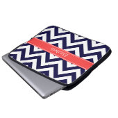Navy Blue Lg Zickzack Cornname Monogram Laptopschutzhülle (Vorne Knopf)