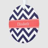 Navy Blue Lg Zickzack Cornname Monogram Ornament (Vorderseite)