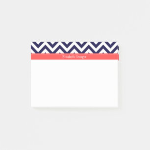 Navy Blue Lg Zickzack Cornname Monogram Post-it Klebezettel