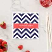 Navy Blue Lg Zickzack Cornname Monogram Serviette (Beispiel)