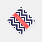 Navy Blue Lg Zickzack Cornname Monogram Serviette (Ecke)